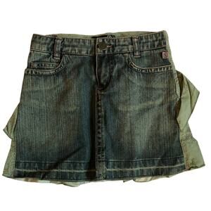 Jean Bourget Girls Skirt Size 5 Denim Ruffle Cotton Adjustable Waist France